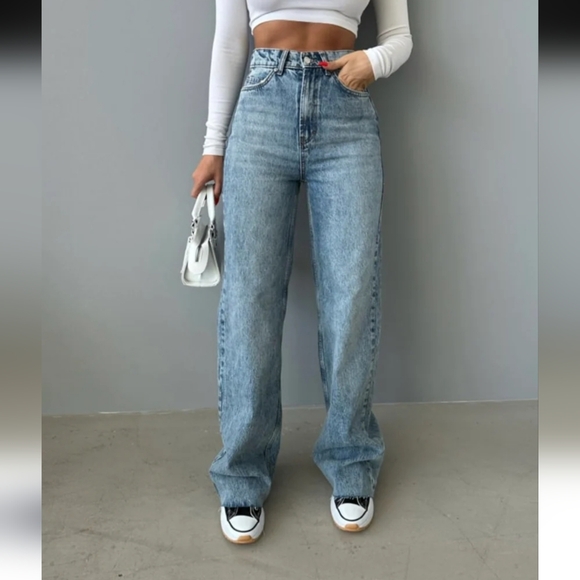 PIRAL Palazzo Blue Jeans Sz M - Picture 3 of 13